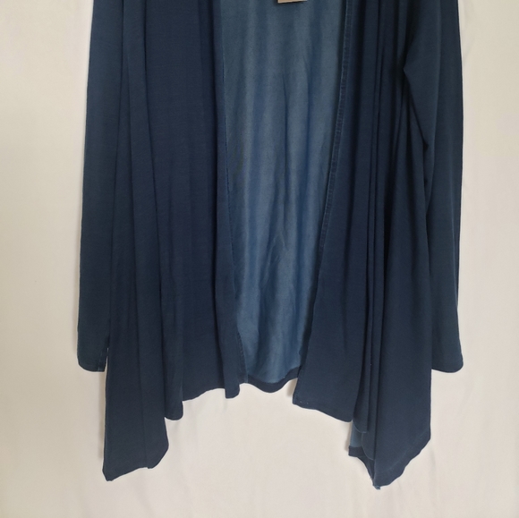 J. Jill Ocean Wash Indigo Drape Front  Cardigan - Picture 4 of 4